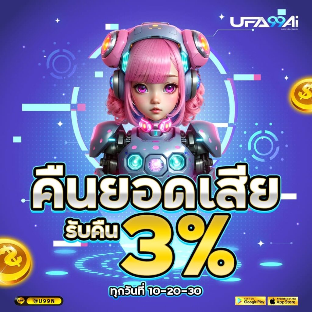 โปรคืนยอดเสีย 3% รายวัน จากเว็บ ufa99ai